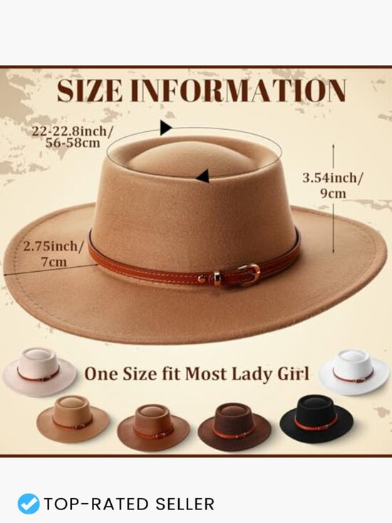Wide Brim Felt Hat with Belt Buckle Vintage Boho Jazz Hat for Wedding Tea Party main image 7